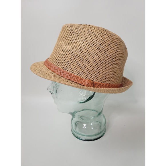 Bass Mens Paper Straw Fedora Hat 22" M? - Picture 2 of 9